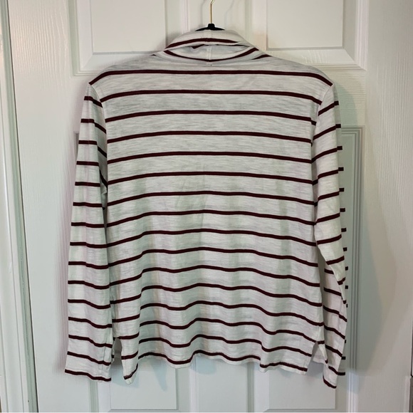 Madewell Whisper Cotton Turtleneck White and Maroon Striped, size M - Picture 9 of 10